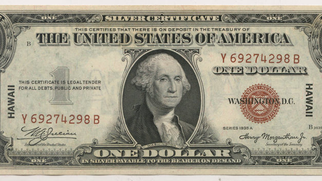 U.S.A. Hawaii Unc 1935A Emergency Printing $1 Silver Certificate