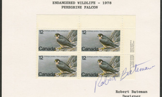 Canada #752var Robert Bateman Signed 1978 12c Block on card