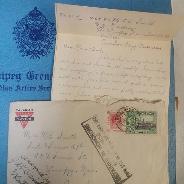 Winnipeg Grenadiers C Force 8 Dec 1941 cover, and letter