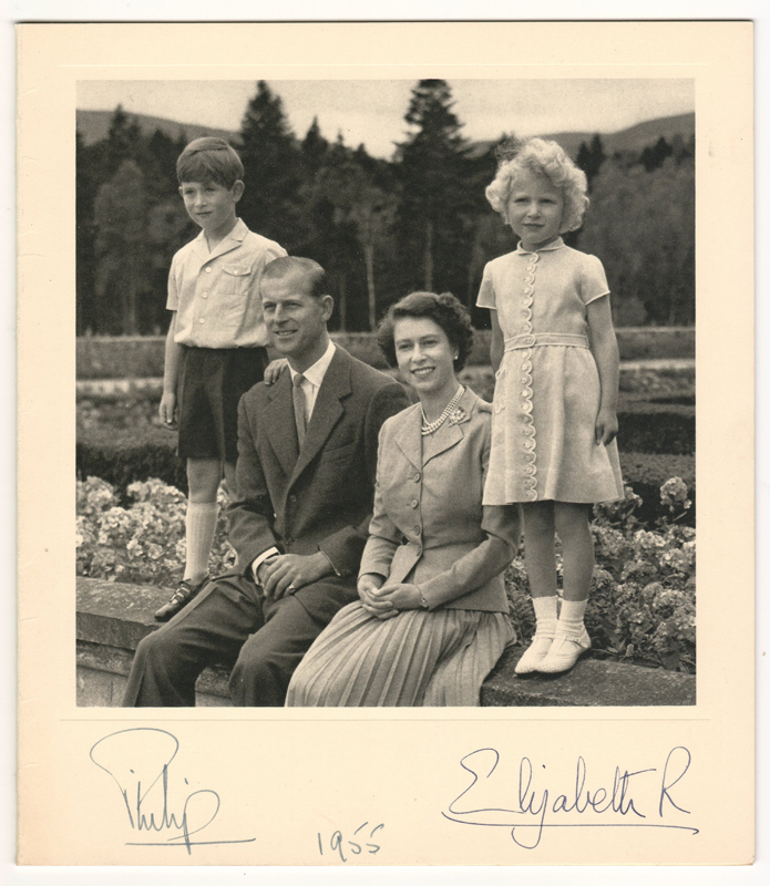 Philip & Queen Elizabeth II Signed 1955 Real Photo Christmas Card