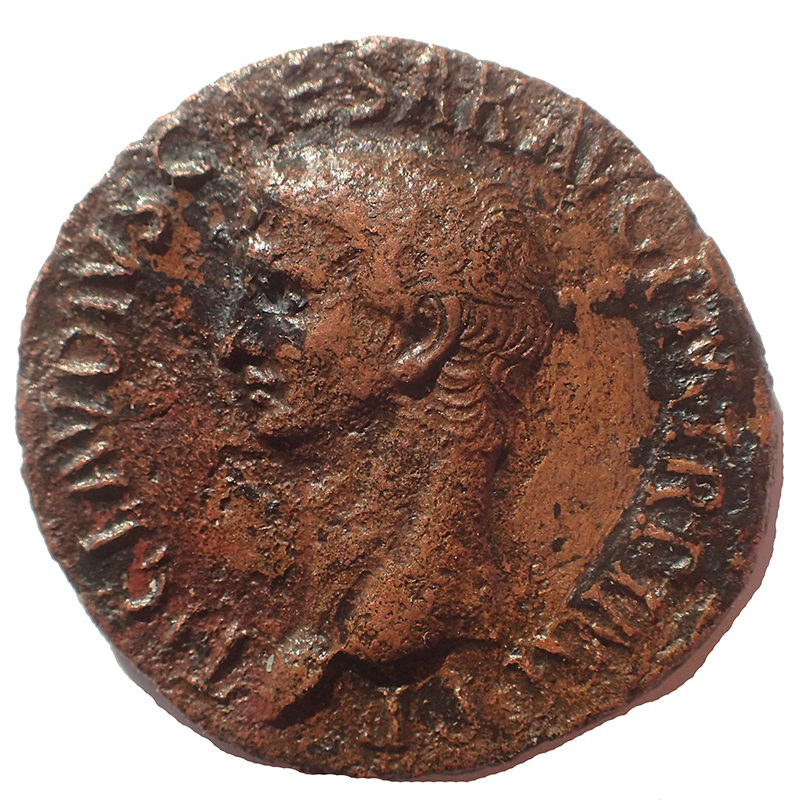 Claudius AE As obverse bust