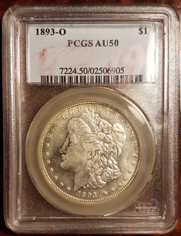 1893O Morgan Silver Dollar PCGS AU50