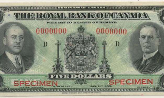 Royal Bank of Canada Unc 1935 Specimen $5