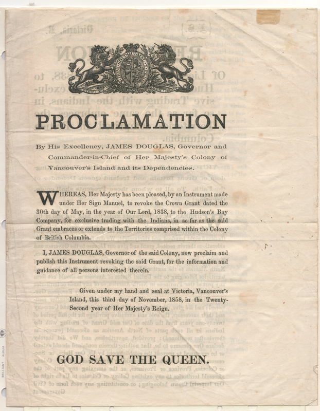 James Douglas, Revocation of H.B.C. License 3 November 1858 Proclamation, page 6