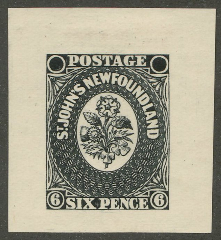 Newfoundland #6P 1857/62 6d Black Progressive Proof