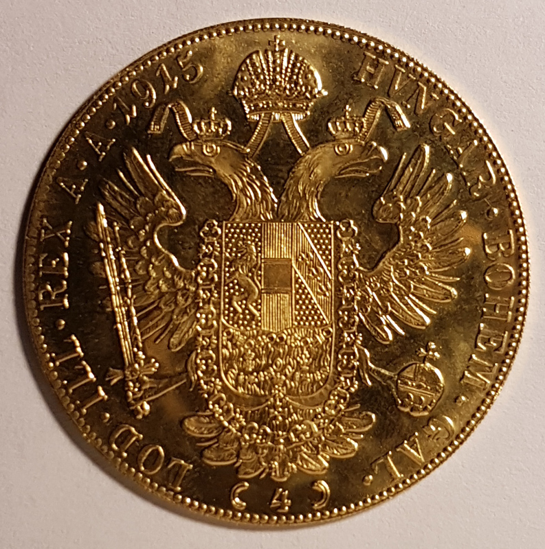 Reverse: Austria 1915 Franz Josef Gold 4 Ducat 