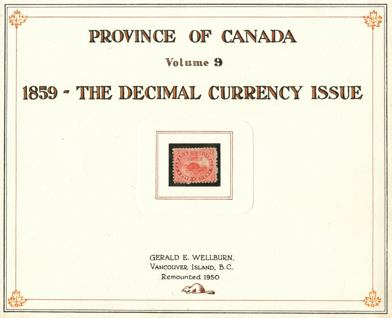 Province of Canada Wellburn title page with stamp