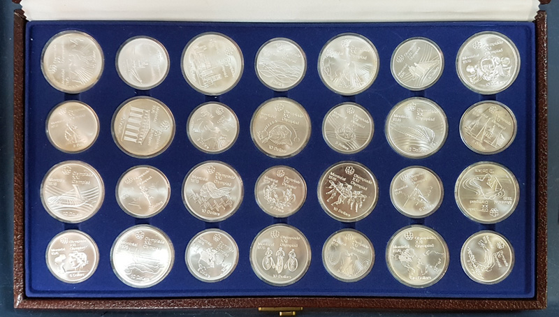Canada BU 1976 Olympics cased 28-coin $5 & $10 Set 30oz ASW