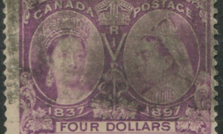 Canada #64 1897 $4 Jubilee smudge cancel