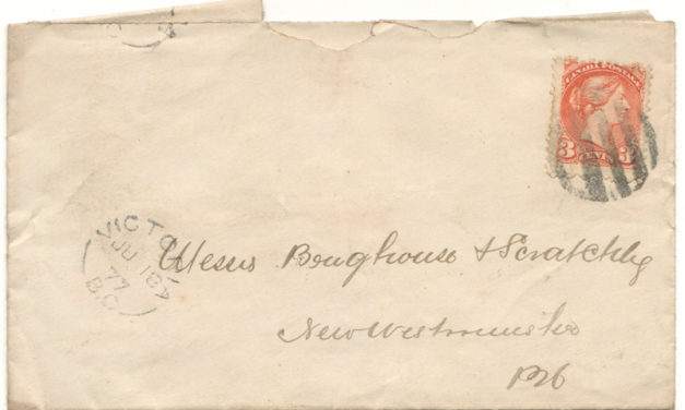 Victoria, B.C. 1877 3c SQ Brighouse Cover to New West