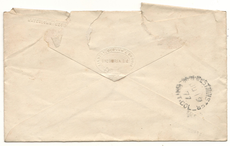 Back of the cover, postmark 1877