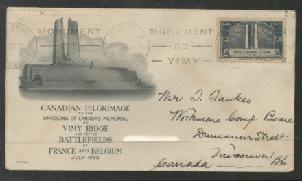 Vimy Memorial, France FDC to Vancouver, B.C. 26 July 1936