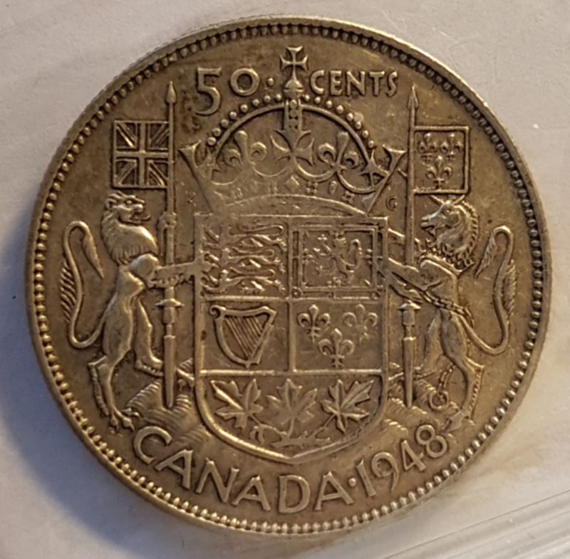 Reverse of 50 cents Canada 1948