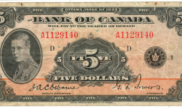 Canada #BC5 1935 $5 Prince of Wales Banknote