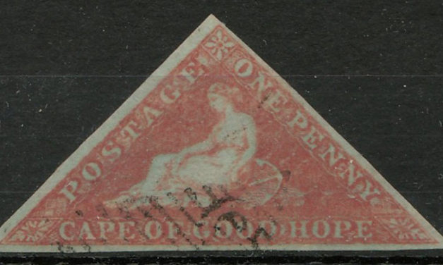 Cape of Good Hope #1 Used 1853 1d Brick Red on Bluish Triangle