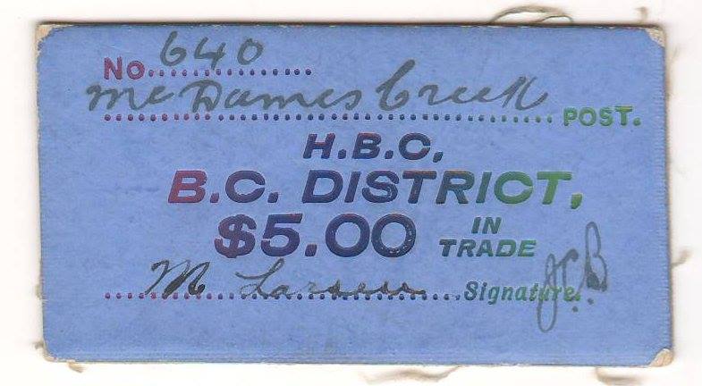 McDames Creek blue $5 card money No. 640