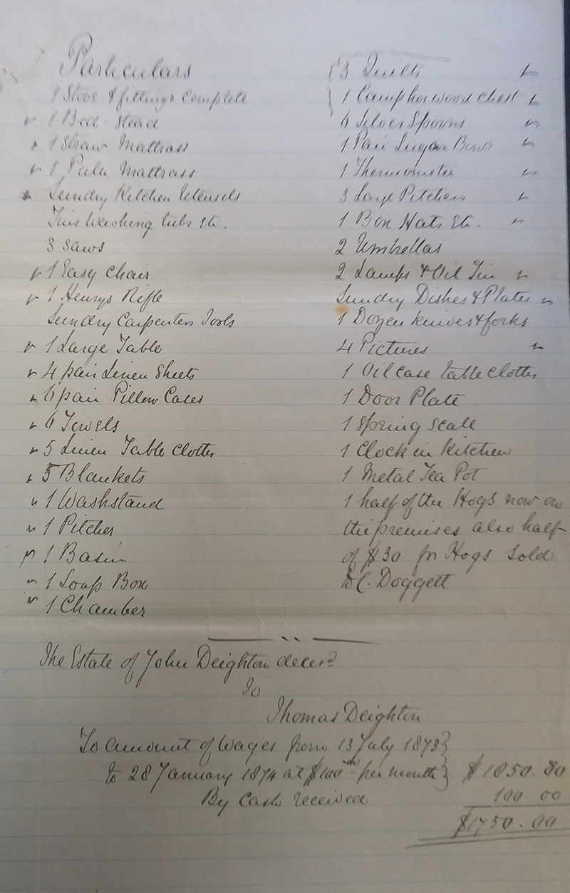 Gassy Jack Deighton Estate Assets Document, pinholes