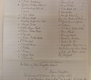 1875 summary of the assets of Gassy Jack Deighton’s estate