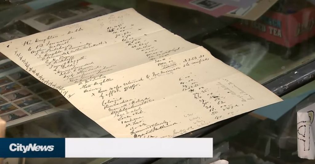handwritten list on the store counter