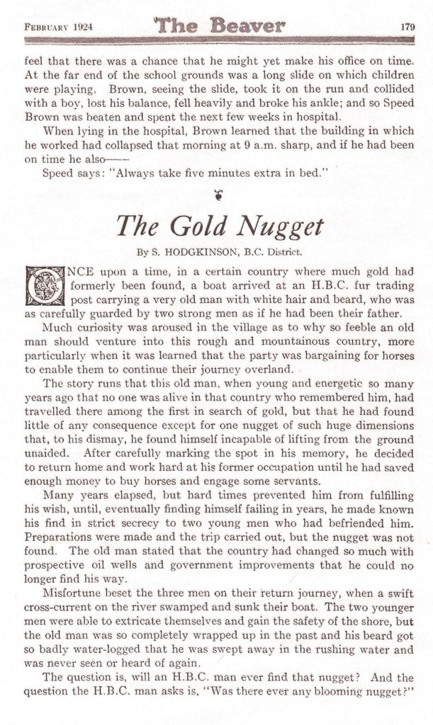 scan of The Beaver The Gold Nugget by Sydney Hodgkinson