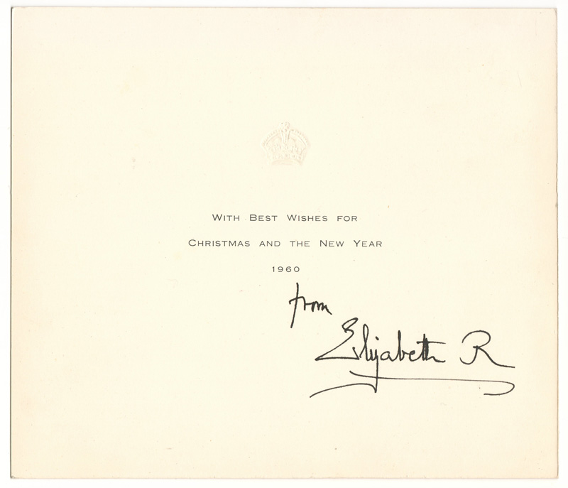 Printed Christmas message signed "from Elizabeth R"