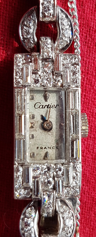 Close up of watch face, Cartier, France