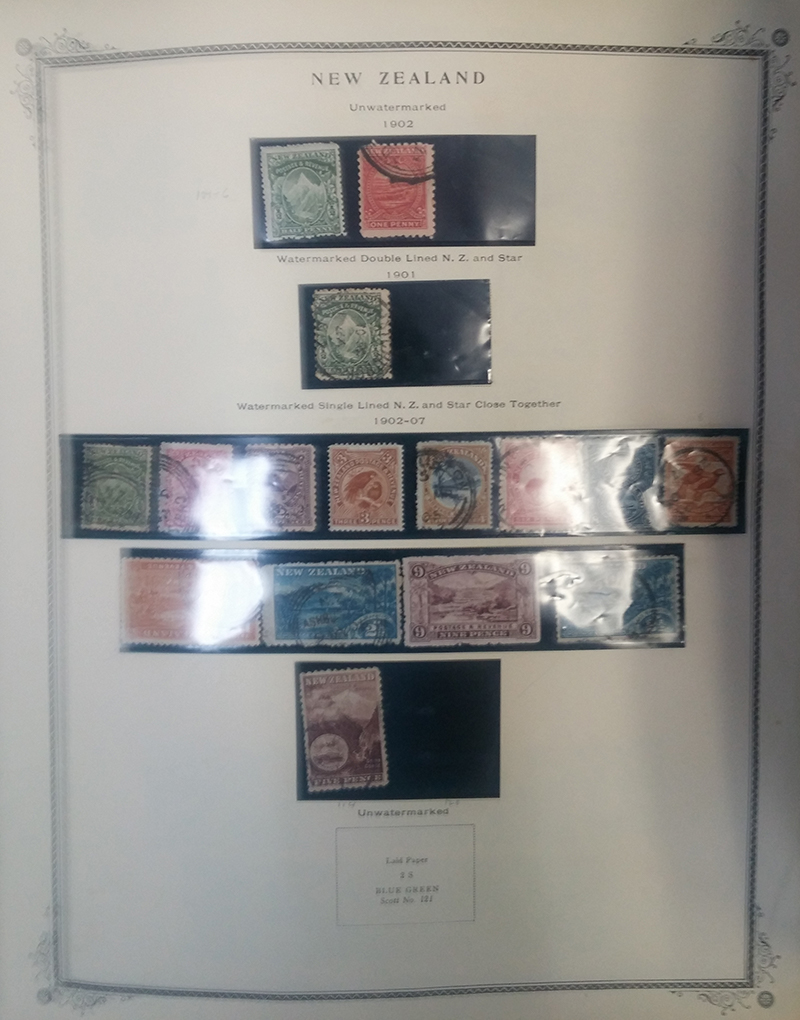 Page of New Zealand Stamps from the Scott Album