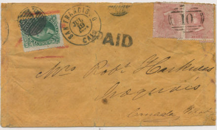 B.C. #2 1864 William’s Creek Mixed Franked Cover to Canada West