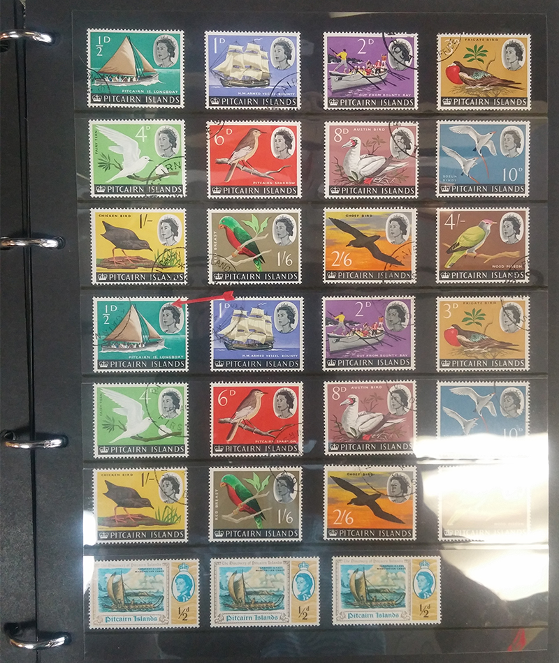 Page of PItcairn Island stamps from the album
