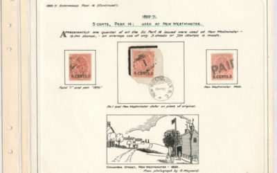 B.C. #9 New Westminster Used 1867/71 5c on 3d trio on Wellburn page