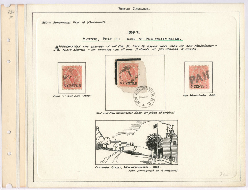 3 stamps on wellburn page with illustration