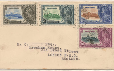Hong Kong #147-150 6 May 1935 Jubilee First Day Cover to U.K.