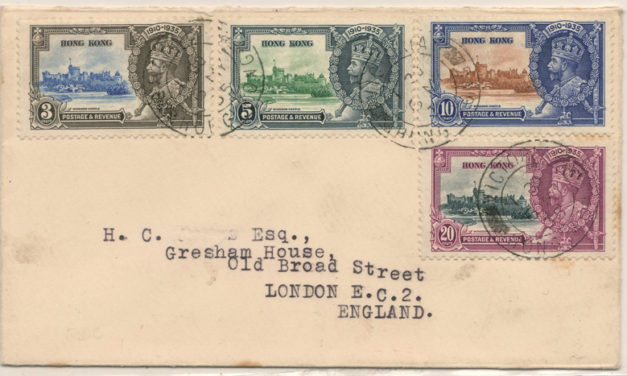 Hong Kong #147-150 6 May 1935 Jubilee First Day Cover to U.K.