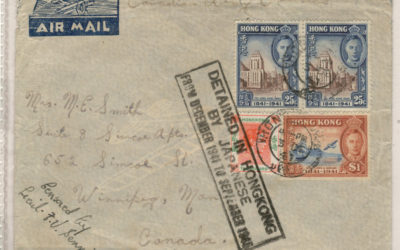 Cover 3 Dec 1941 Detained in Hong Kong by Japanese Censored C.A.O.