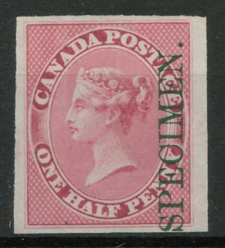 One Half Penny stamp overprinted with green SPECIMEN