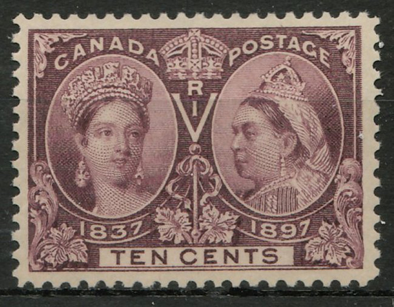 front of stamp, brown violet hue