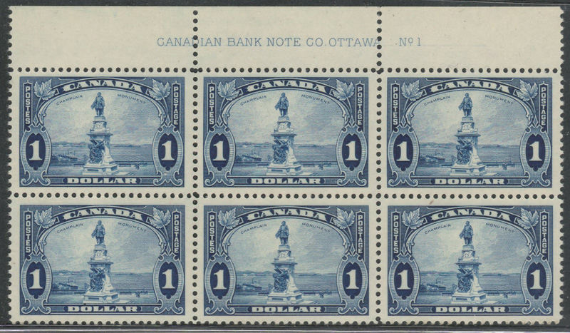 Block of six Champlain stamps