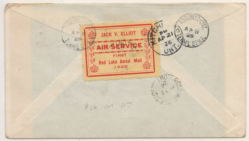 Back of the envvelope with Jack Elliot stamp