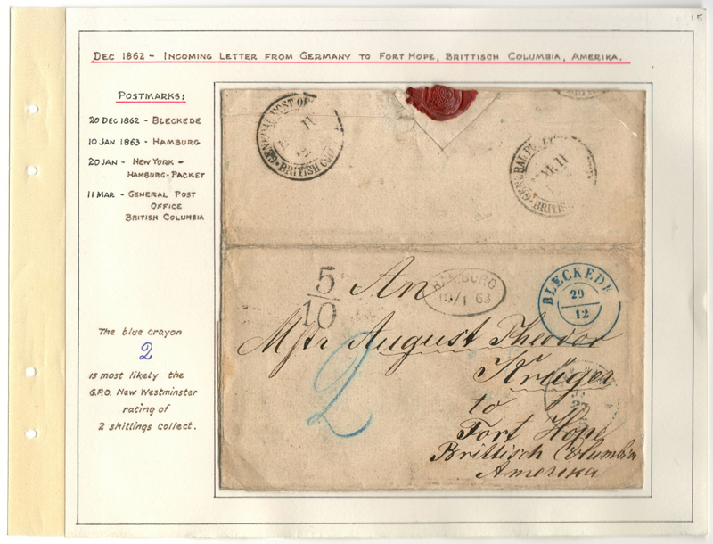 Page 15 Germany 1862 incoming stampless Cover to A.T. Kruger Fort Hope