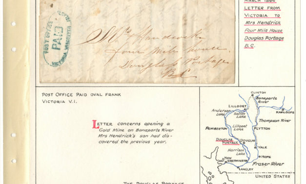 Page 19, March 1864 Victoria Paid Blue Oval Cover to Four Mile House, Douglas Portage, B.C.