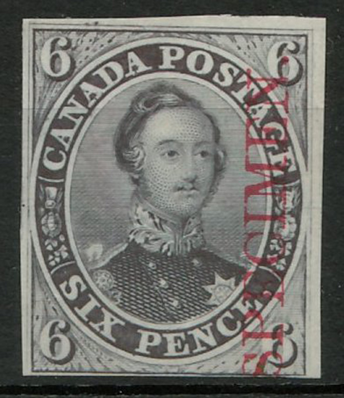 6d Proof on india paper w/ Specimen Overprint in reddish colour