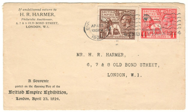 G.B. #185-186 23 Apr 1924 British Empire Exhibition Harmer’s First Day Cover & letter