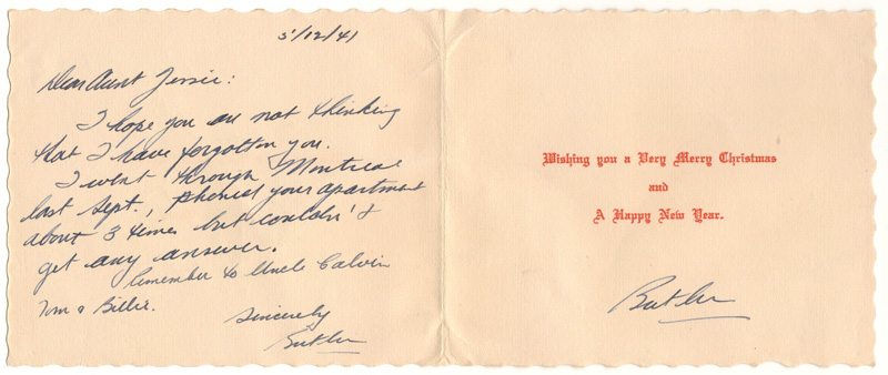 inside of the card, handwritten