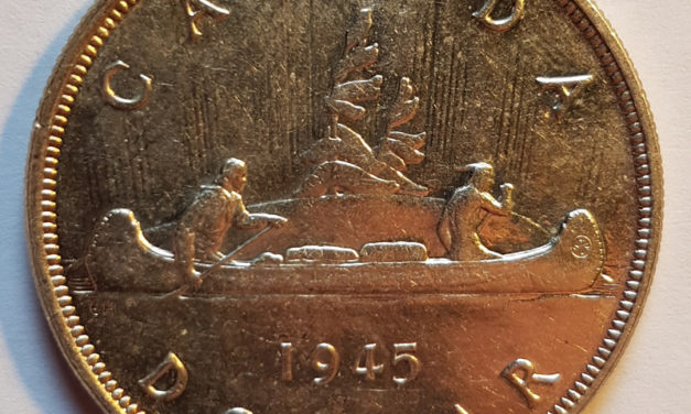 Canada XF 1945 George VI Voyageur Silver Dollar