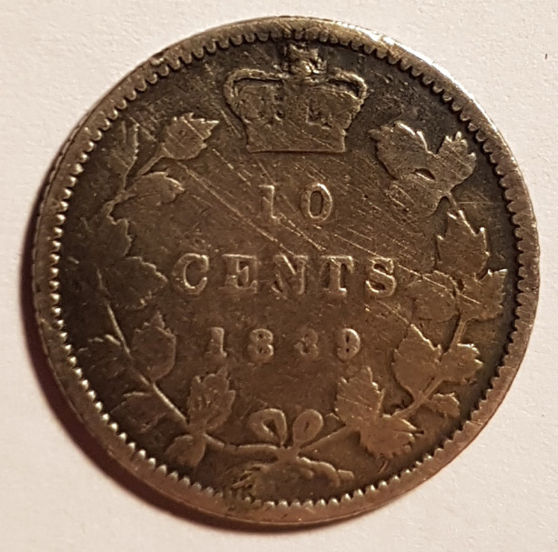 Reverse 10 Cents 1889