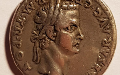 Caligula 37-41AD Silver Denarius w/ Augustus Caesar