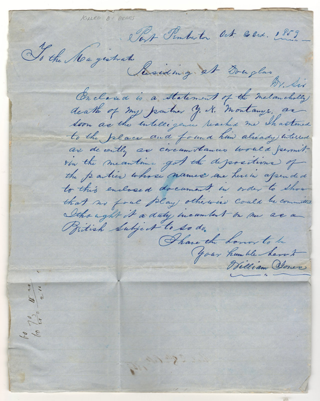 Handwritten letter 1859