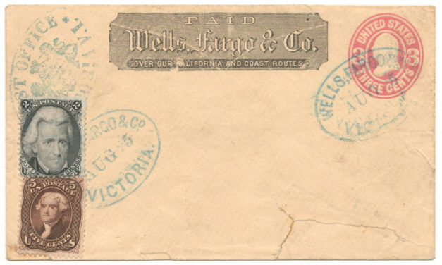 Wells Fargo Victoria mixed franked unaddressed paste-up, faults
