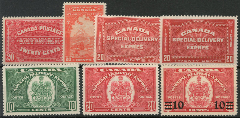 7 Special Delivery stamps 