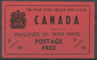 Canada #PWF5 VF Mint 1945 Prisoner of War Free Frank corner crease